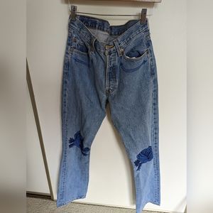 Bliss and Mischief Rose Embroidered 501s